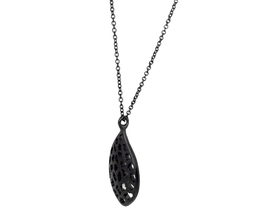 Branch Jewelry Small Lacy Leaf Diamond Pendant Necklace Side View
