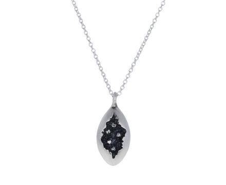 Oval Crater Diamond Pendant Necklace