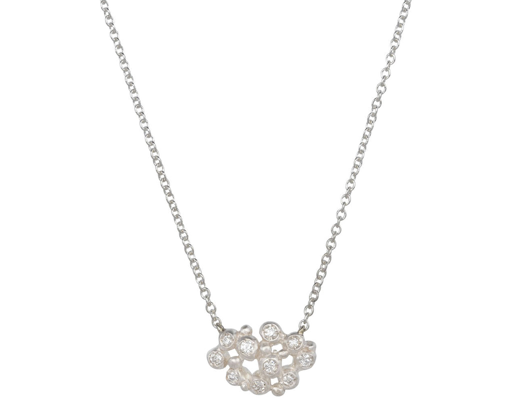 Silver Diamond Cluster Branch Pendant Necklace