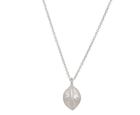Diamond Split Leaf Pendant Necklace