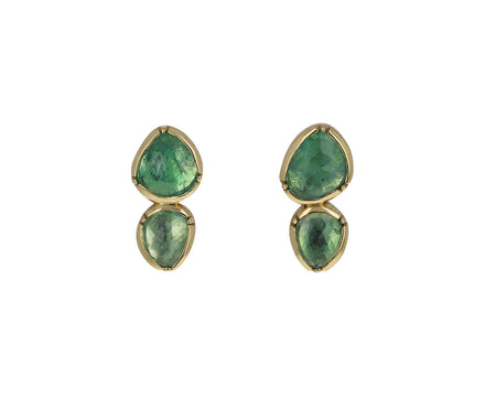 Pastel Double Orbit Emerald Stud Earrings