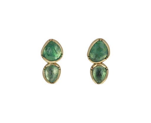 Pastel Double Orbit Emerald Stud Earrings