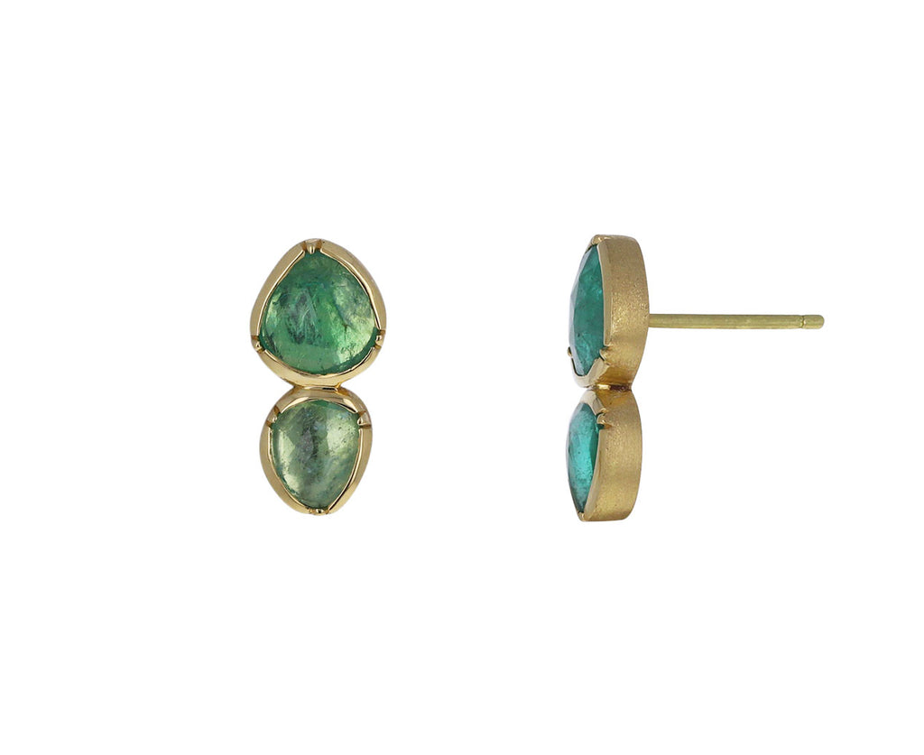 Pastel Double Orbit Emerald Stud Earrings