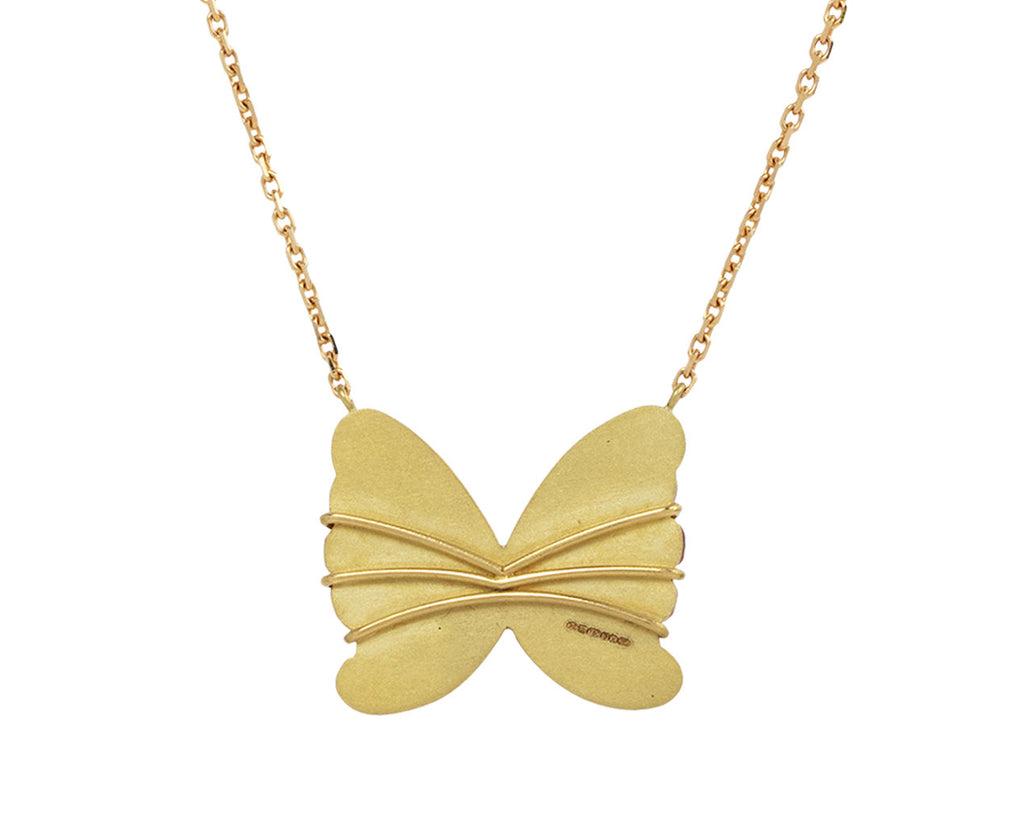 Carved Pink Tourmaline Butterfly Necklace