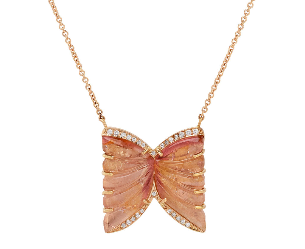Brooke Gregson Pink Tourmaline Butterfly Pendant Necklace