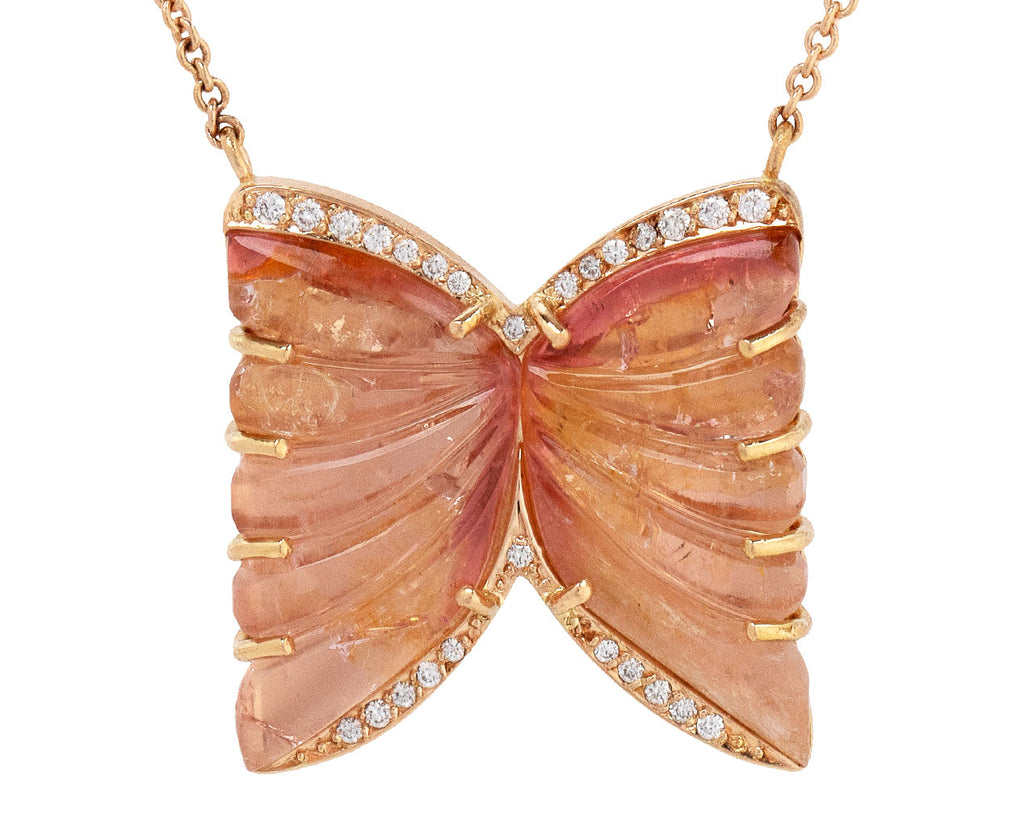 Brooke Gregson Pink Tourmaline Butterfly Pendant Necklace Close Up