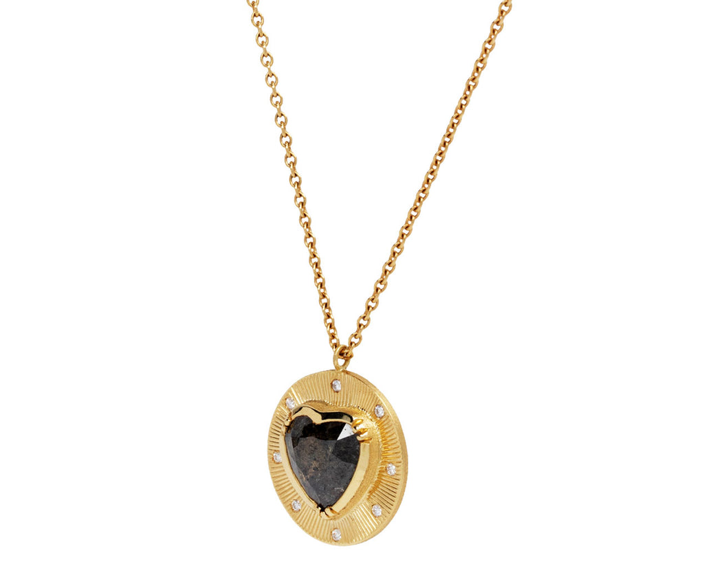 Brooke Gregson Diamond Heart Engraved Pendant Necklace Side View