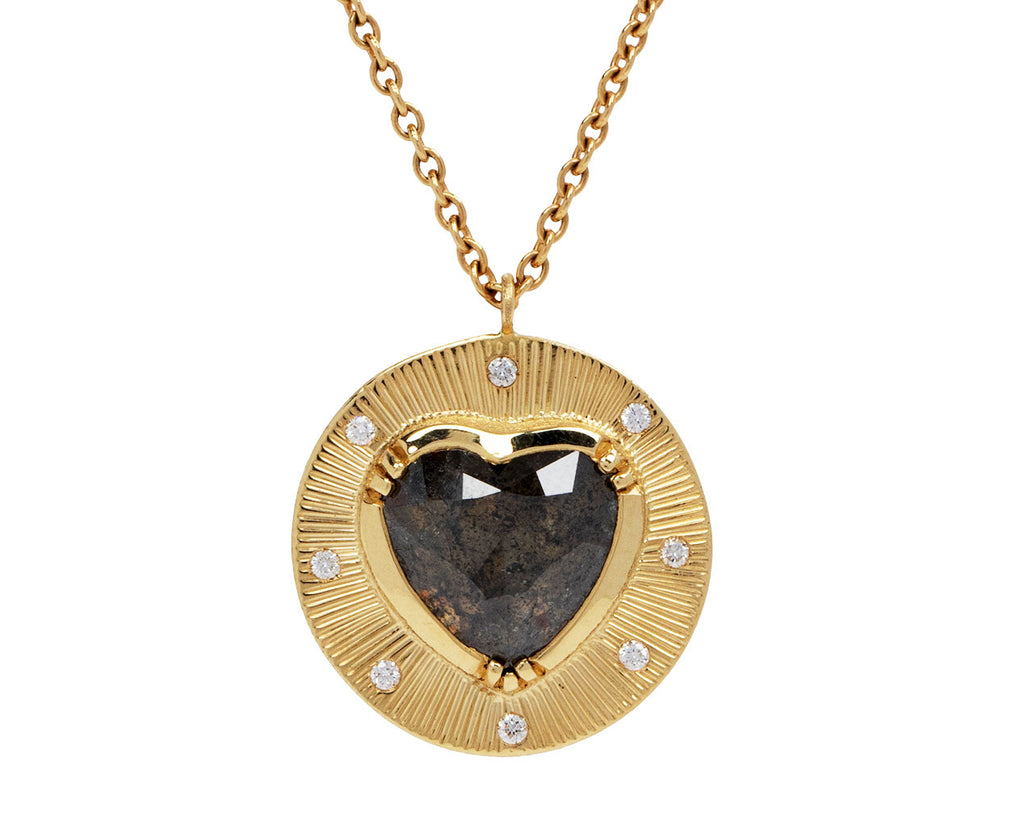 Brooke Gregson Diamond Heart Engraved Pendant Necklace Close Up