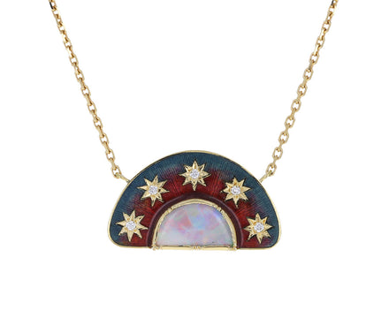 Boulder Opal Stargaze Enamel Diamond Necklace