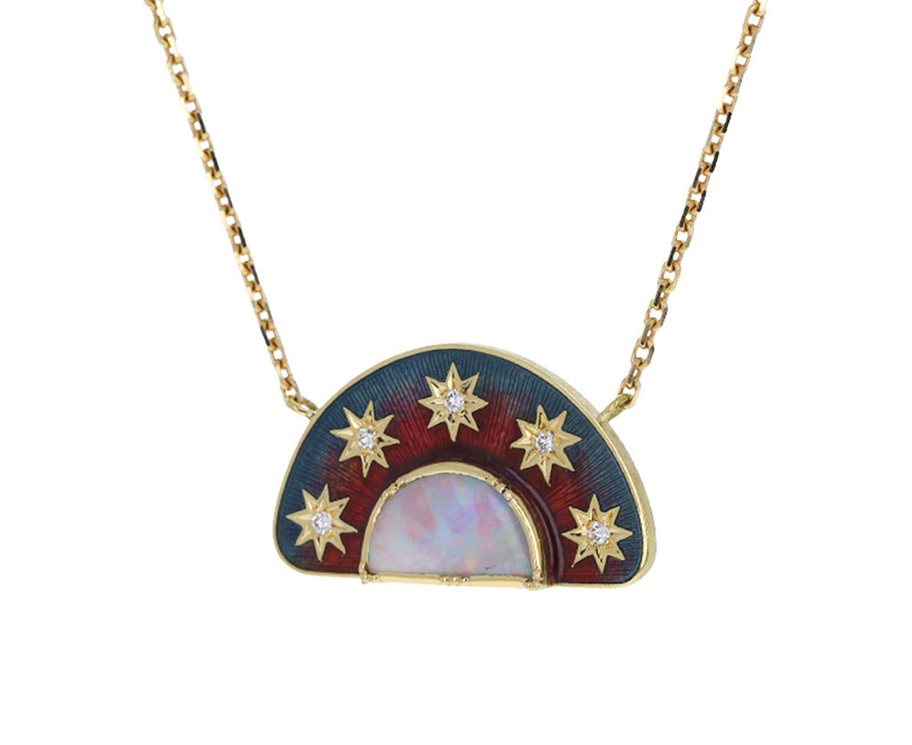Boulder Opal Stargaze Enamel Diamond Necklace