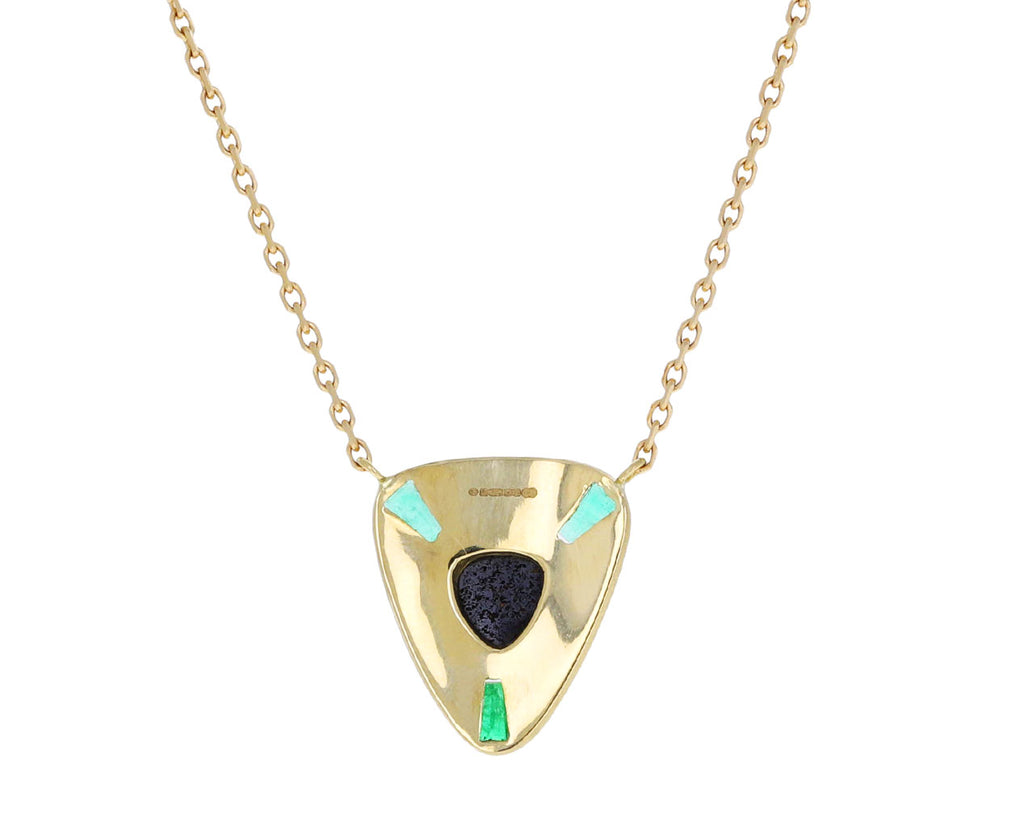 Boulder Opal and Emerald Shield Necklace