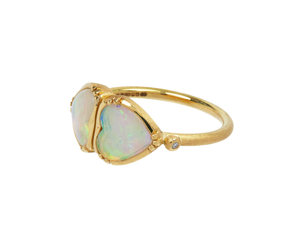 Brooke Gregson Double Heart Australian Opal Ring Side View