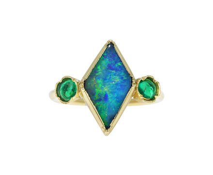 Boulder Opal and Emerald Kite Ring - TWISTonline 