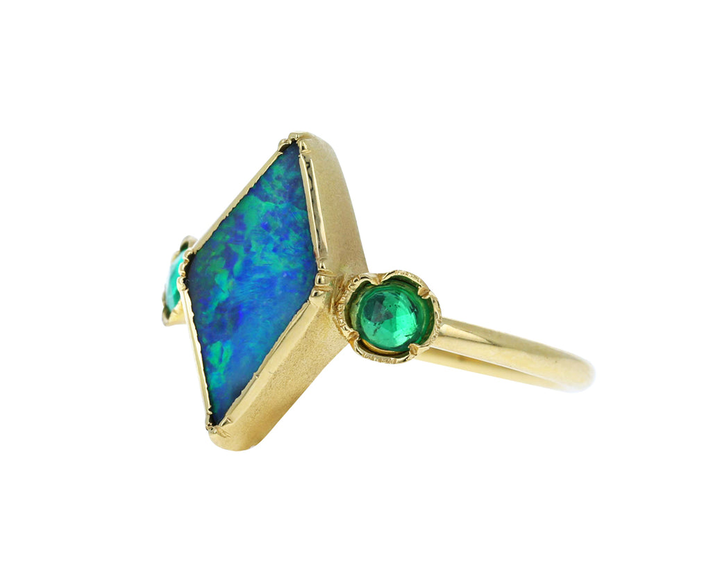 Boulder Opal and Emerald Kite Ring - TWISTonline 