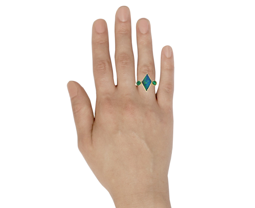 Boulder Opal and Emerald Kite Ring - TWISTonline 