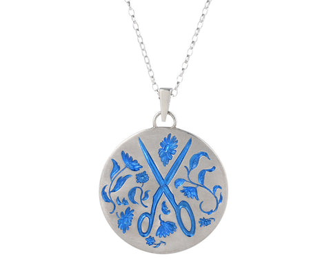 Large Silver Scissor Pendant Necklace