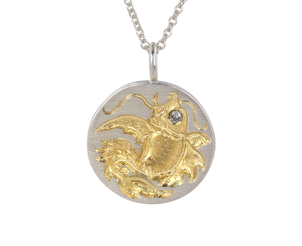 Silver Dragon Fish Pendant Necklace