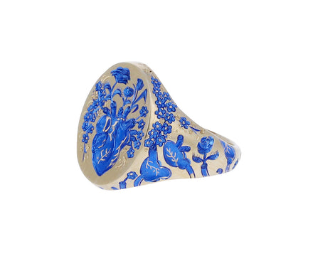 Blue Lacquer Heart Ring
