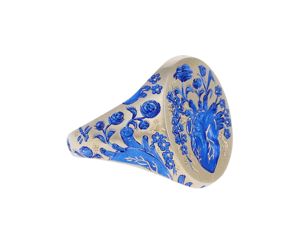 Blue Lacquer Heart Ring