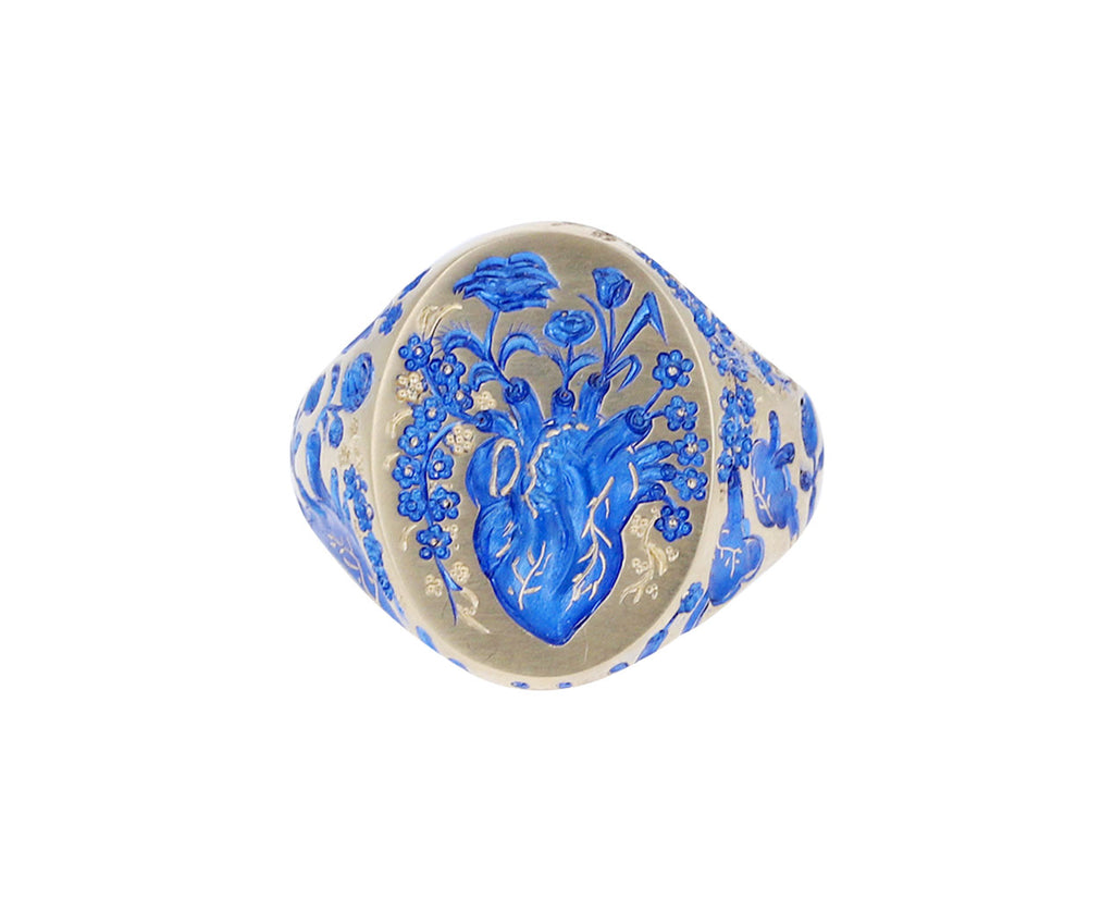 Blue Lacquer Heart Ring