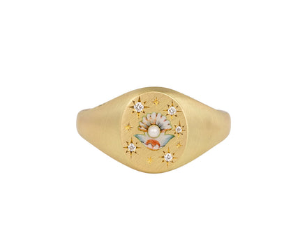 The Clam and Pearl Signet Ring