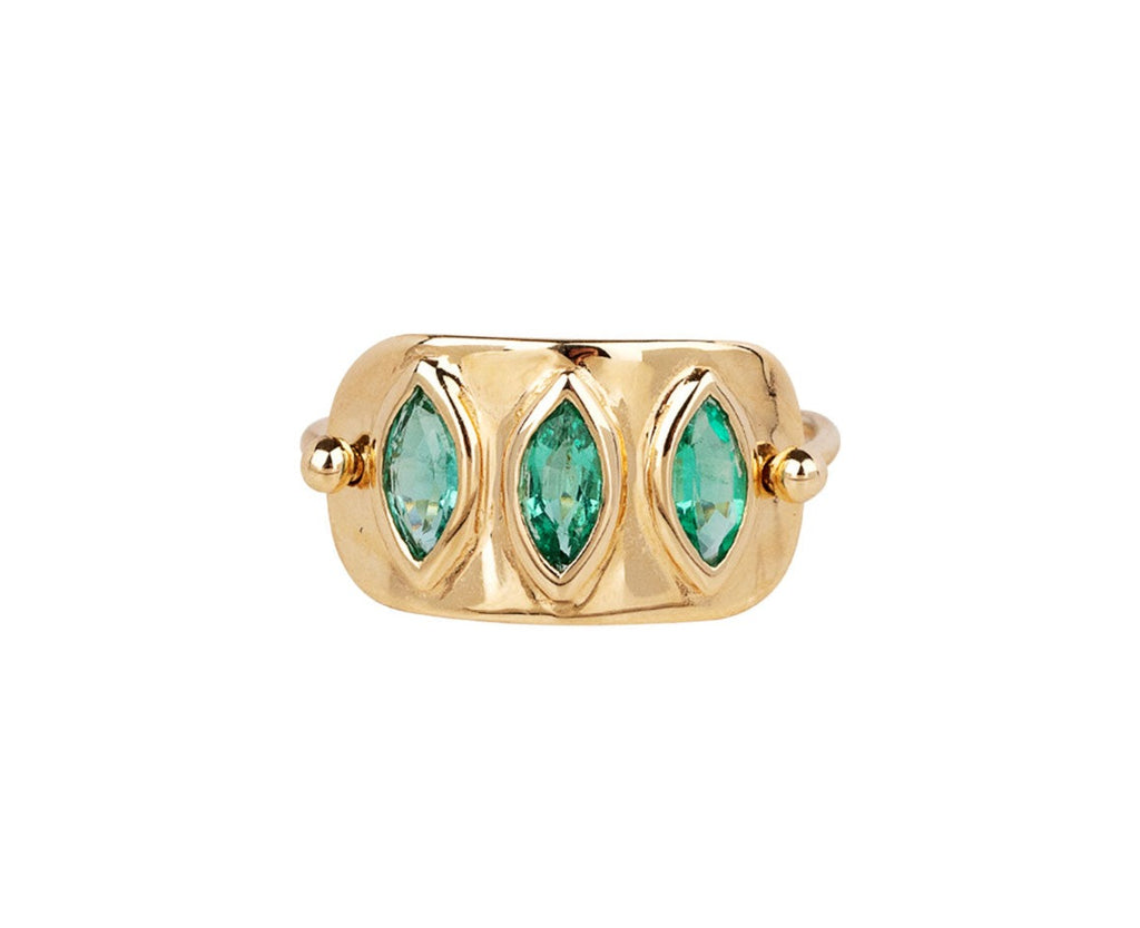 Celine Daoust Triple Marquise Colombian Emerald Ring