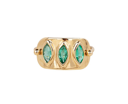 Celine Daoust Triple Marquise Colombian Emerald Ring