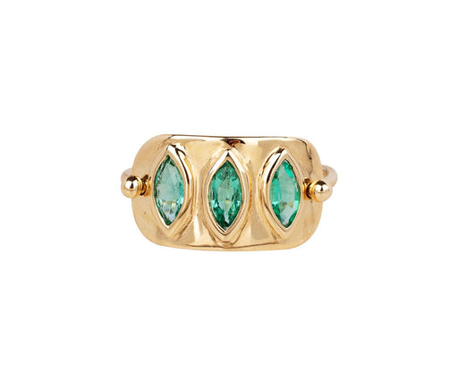 Celine Daoust Triple Marquise Colombian Emerald Ring