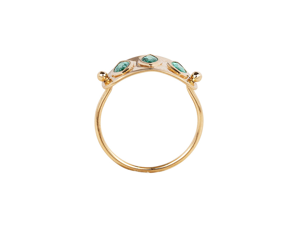 Celine Daoust Triple Marquise Colombian Emerald Ring Top