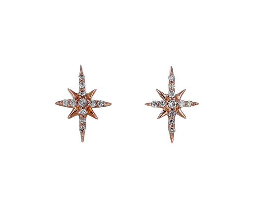 Rose Gold Diamond North Star Stud Earrings