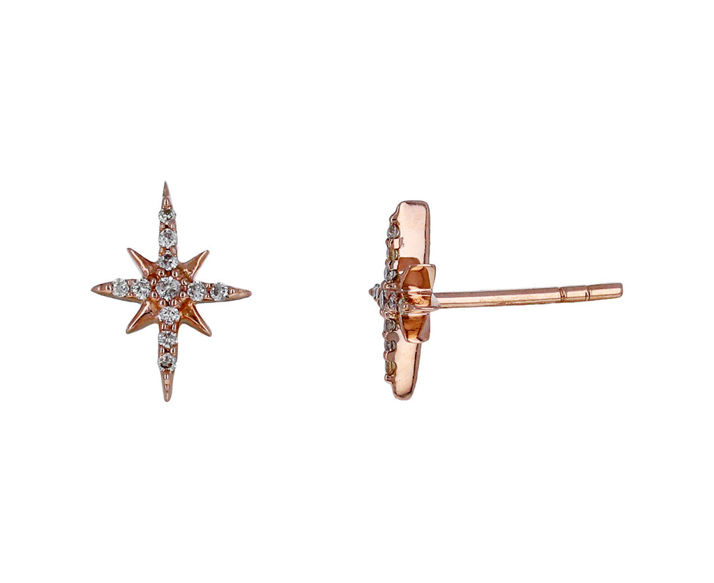 Rose Gold Diamond North Star Stud Earrings
