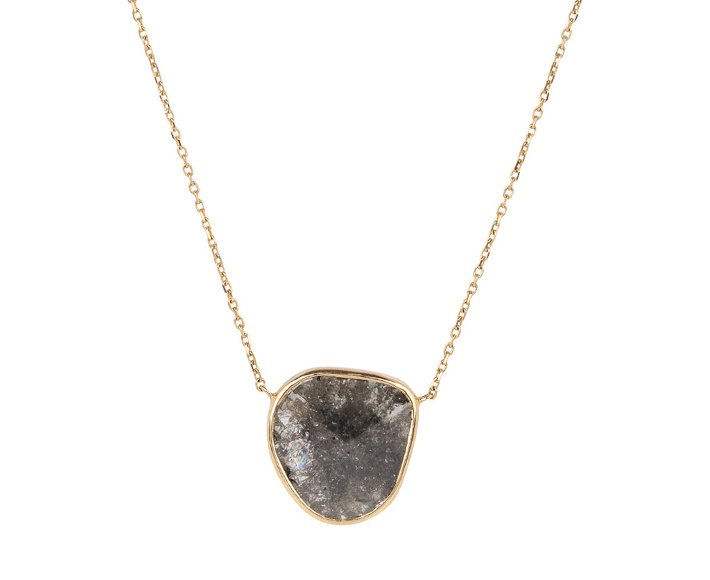 Polki Gray Diamond Slice Pendant Necklace