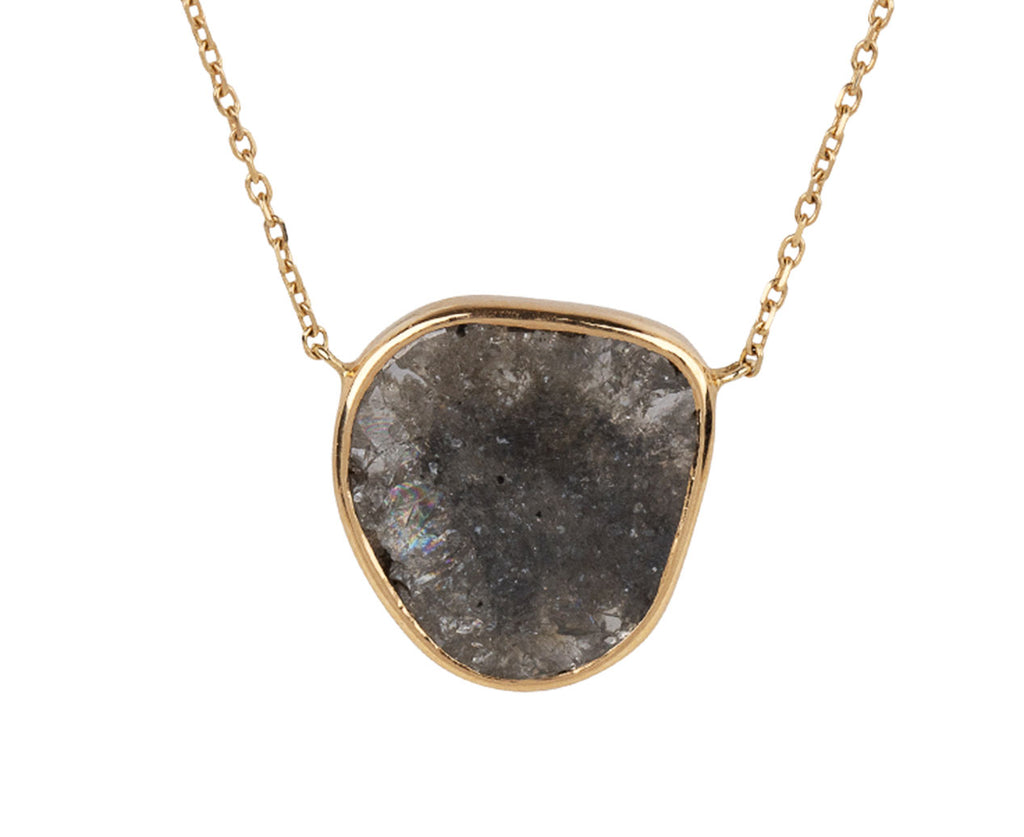 Polki Gray Diamond Slice Pendant Necklace