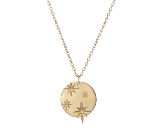 Diamond Star Disc Pendant Necklace