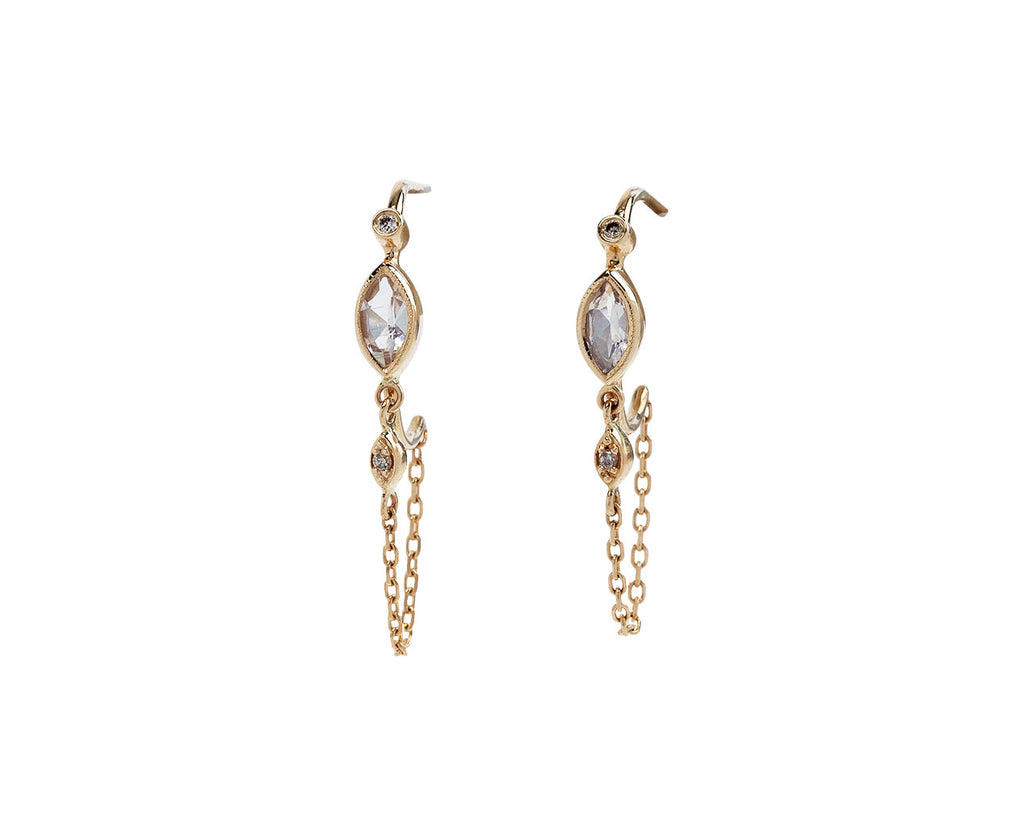 Celine Daoust Moondstone and Diamond Chain Earrings