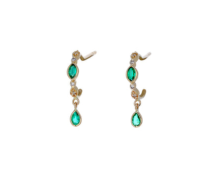 Emerald and Diamond Drops and Eye Hoop Earrings