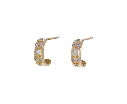 Geometric Diamond Huggie Earrings