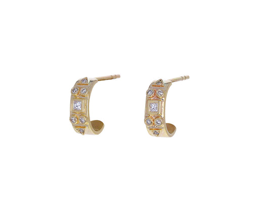 Geometric Diamond Huggie Earrings