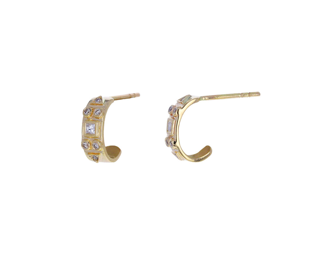 Geometric Diamond Huggie Earrings