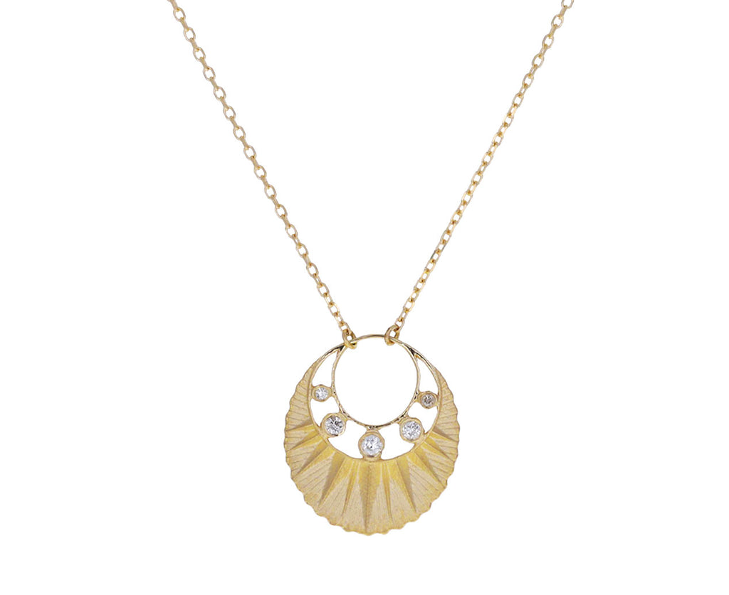 Sun and Open Crescent Pendant Necklace