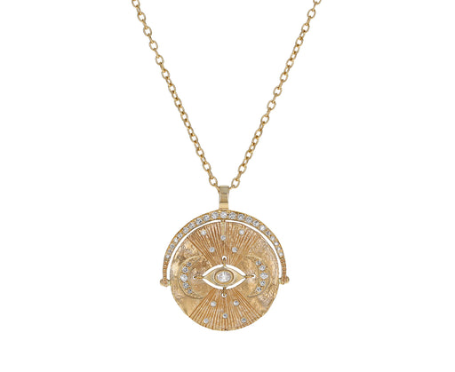 Double Moon Evil Eye Coin Pendant Necklace