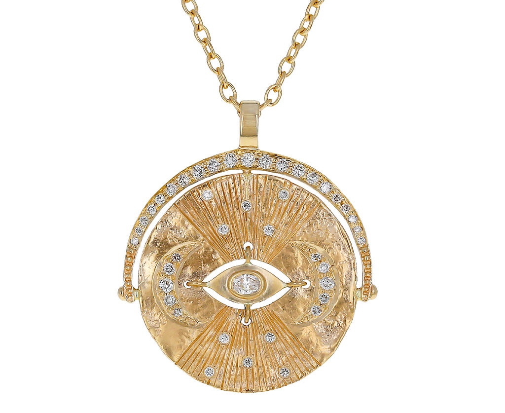 Double Moon Evil Eye Coin Pendant Necklace