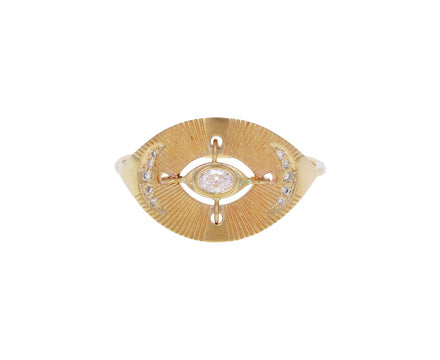 Diamond Evil Eye Crescent Moon Ring