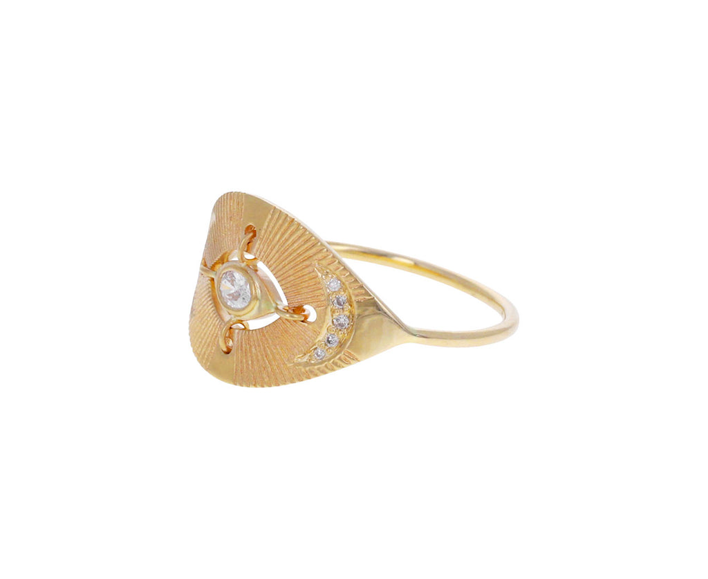 Diamond Evil Eye Crescent Moon Ring