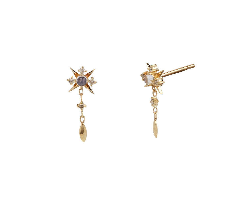 Moonstone Starburst Beam Stud Earrings