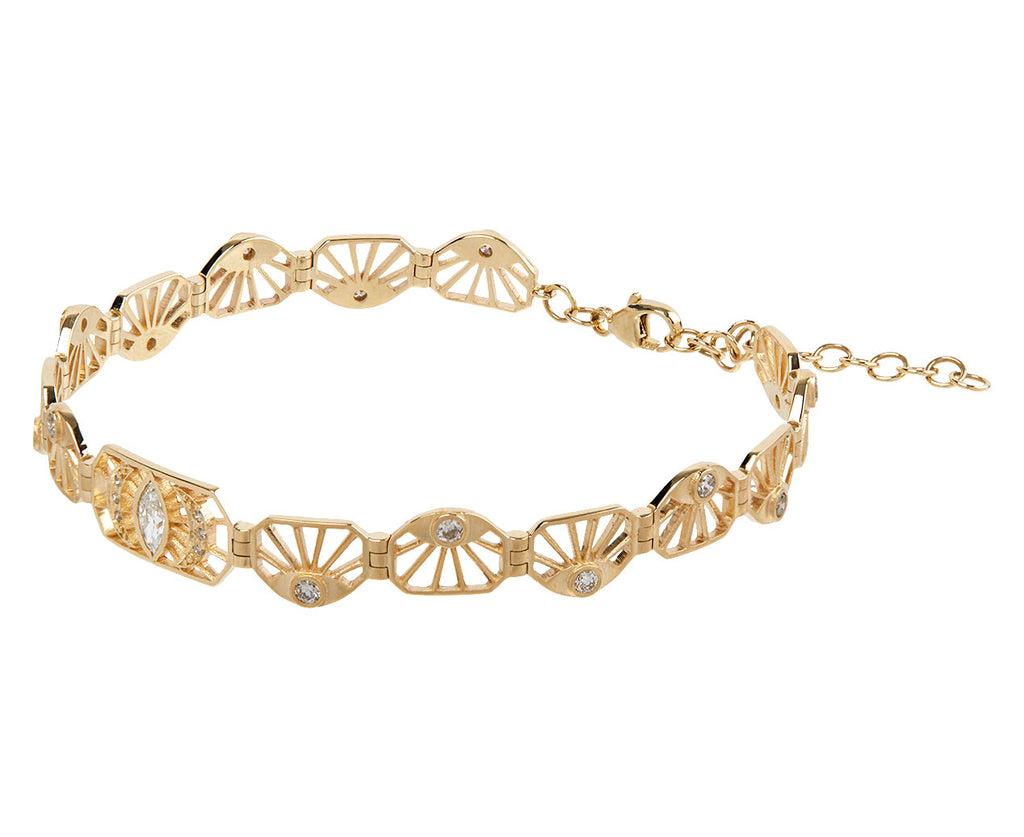 Celine Daoust Diamond Evil Eye Moon Articulated Bracelet Side View