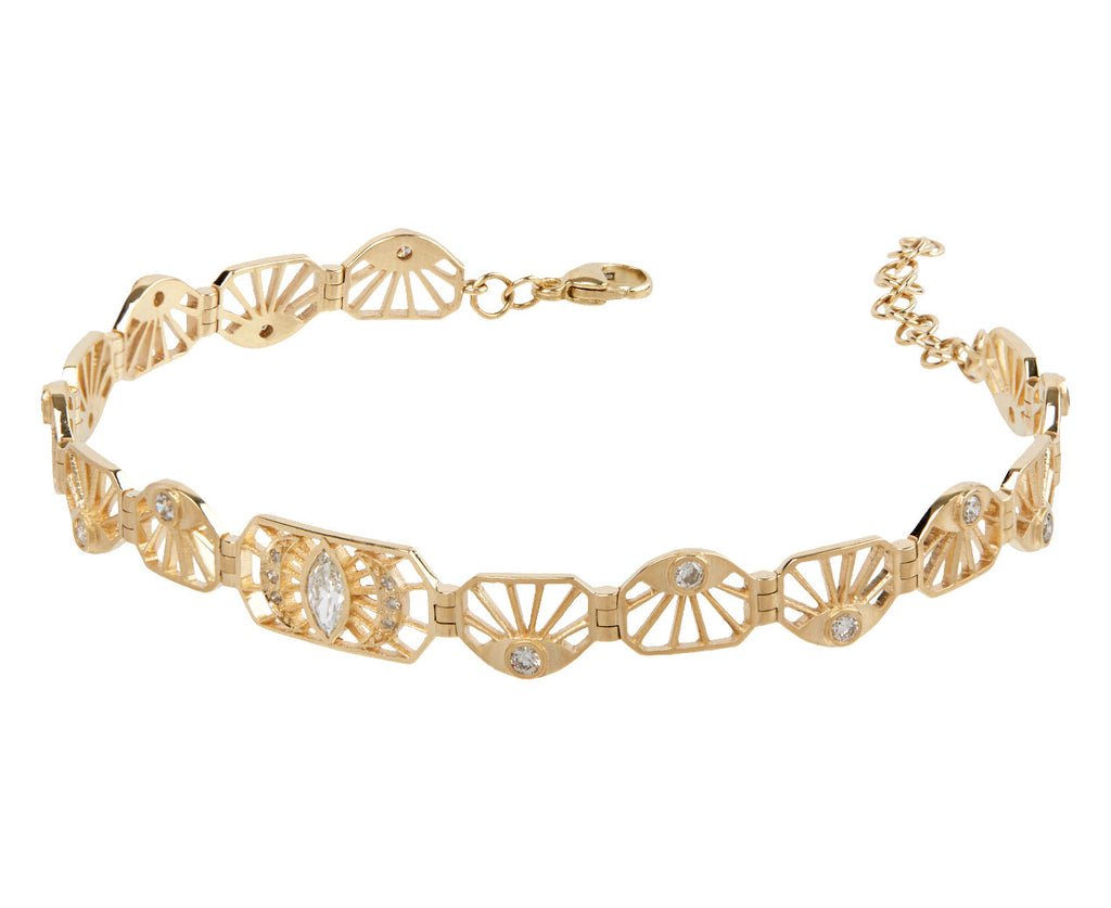 Celine Daoust Diamond Evil Eye Moon Articulated Bracelet Clasp Open