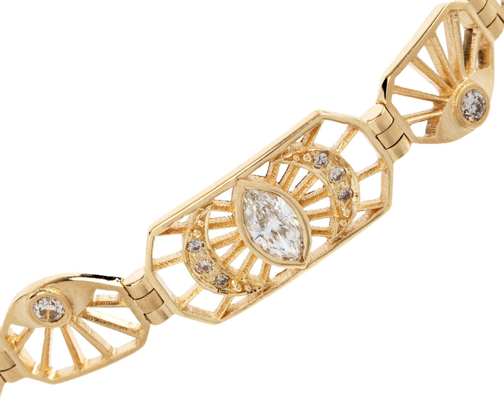 Celine Daoust Diamond Evil Eye Moon Articulated Bracelet Close Up