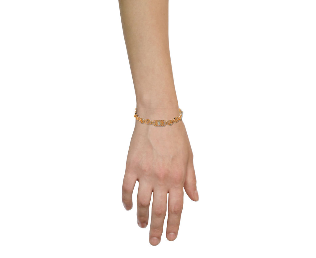 Celine Daoust Diamond Evil Eye Moon Articulated Bracelet Profile