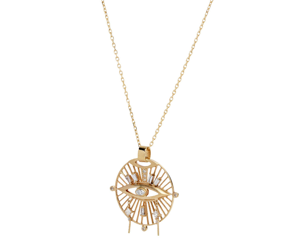 Celine Daoust Diamond Eye, Tear and Sun Pendant Necklace Side View